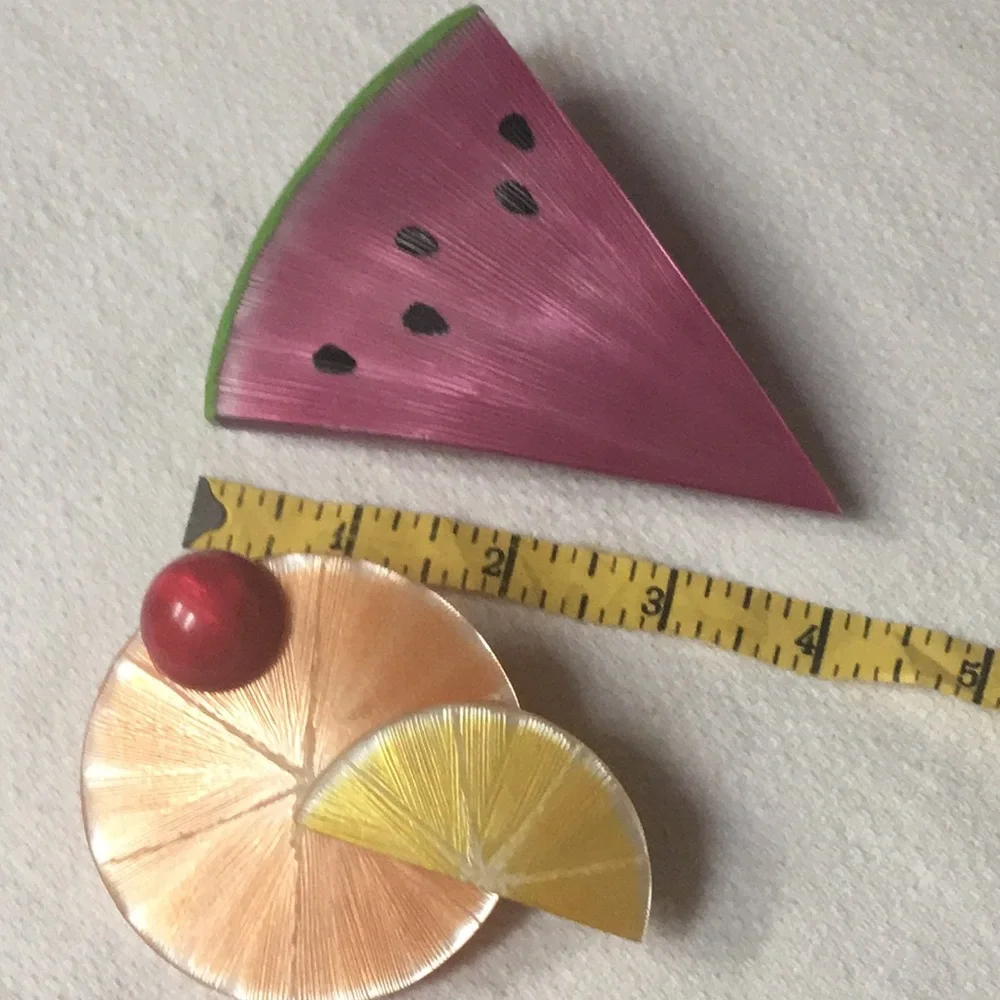 VTG Hair Barrettes/Clips Set 🍉 🍋🍊🍒 - Picture 3 of 7